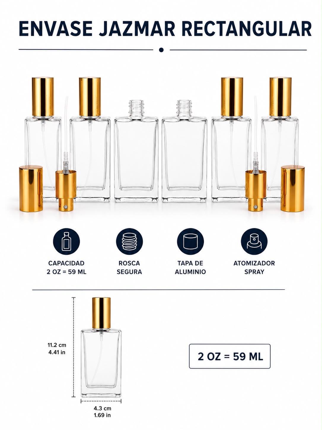 Envase con Atomizador 2oz = 59ml | Paquete de 6