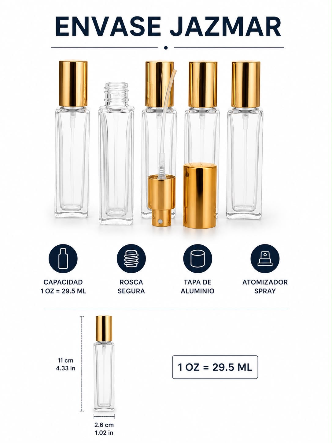 Envase con Atomizador 1oz = 29.5ml | Paquete de 6